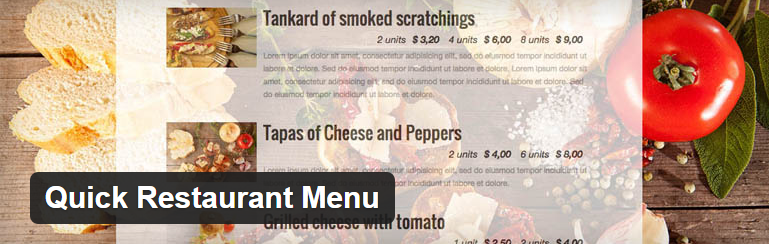 Quick Restaurant menu- Restaurant WordPress Plugins