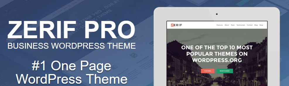 Zerif Pro WordPress theme for site designing 