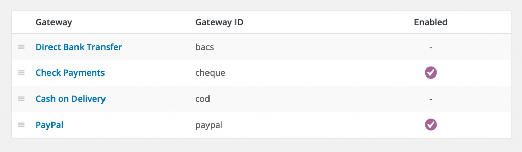 WooCommerce Payment options