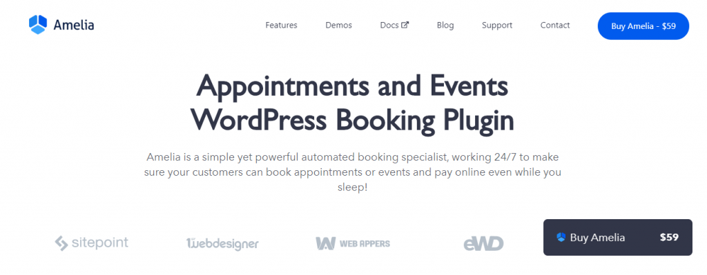 Amelia WordPress event plugins