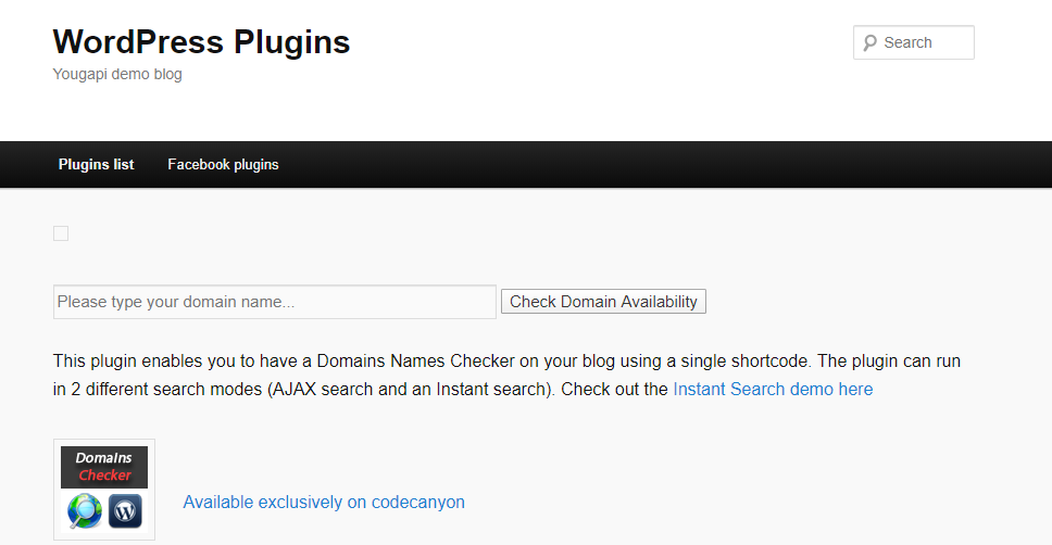 wordpress domain search plugin