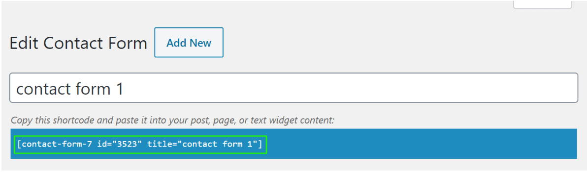Short code for contact form 7