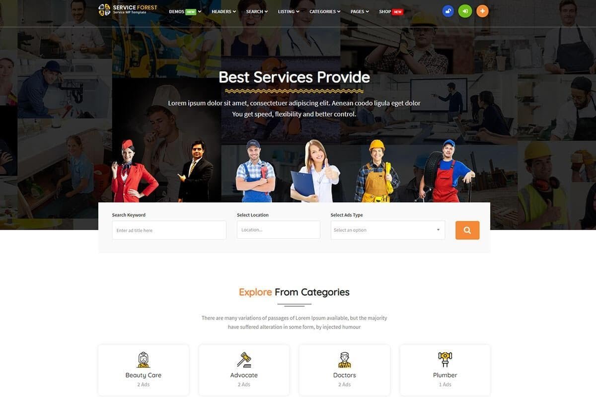 WordPress classified services themes