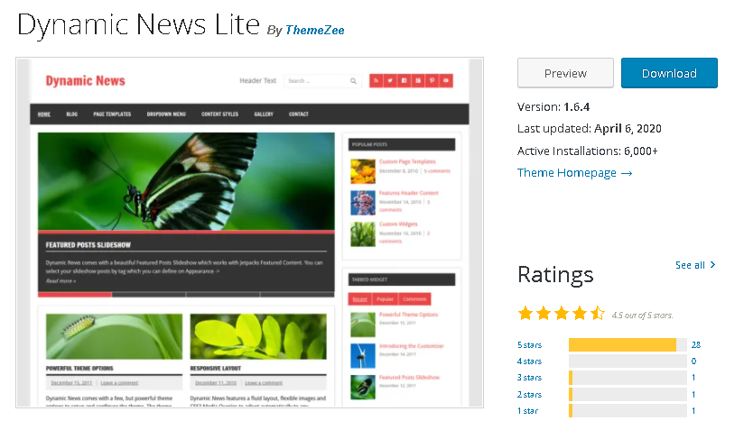 Dynamic News Lite: WordPress News Themes