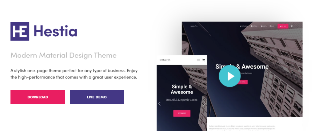 Hestia- WordPress Themes for Elementor Page