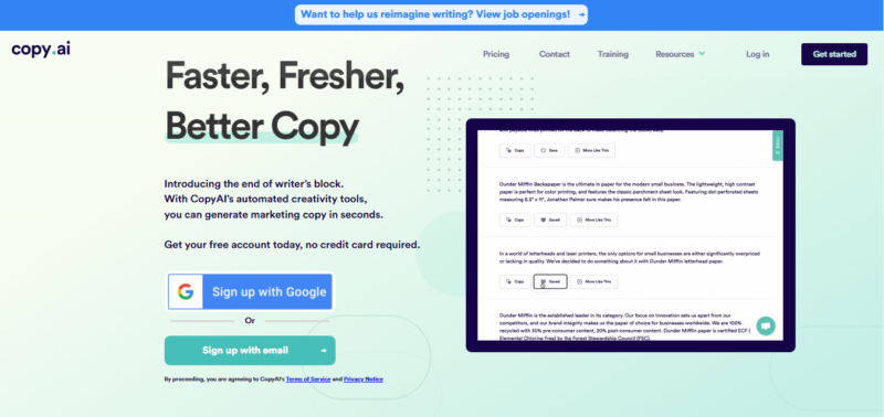 Copy.ai- Boost The Quality Of Writing