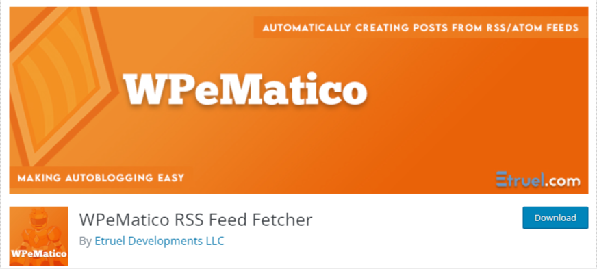 WPeMatico RSS feed Plugin
