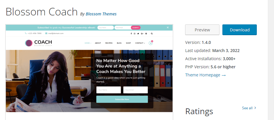 Blossom Coach- Free WordPress Portfolio Themes