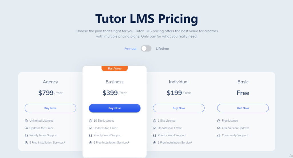Tutor LMS pricing 