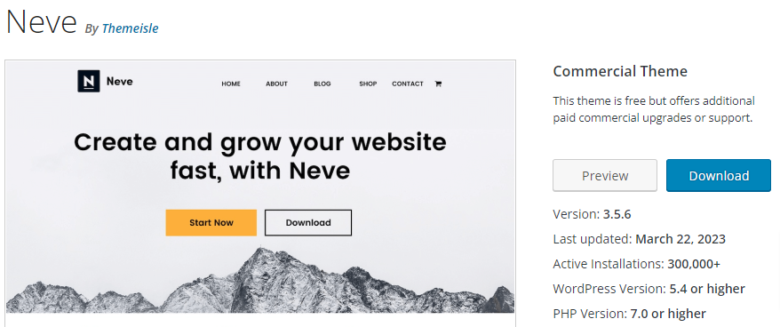 Neve- Free WordPress Theme Cafe
