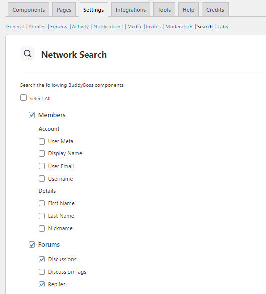 BuddyBoss Network Search