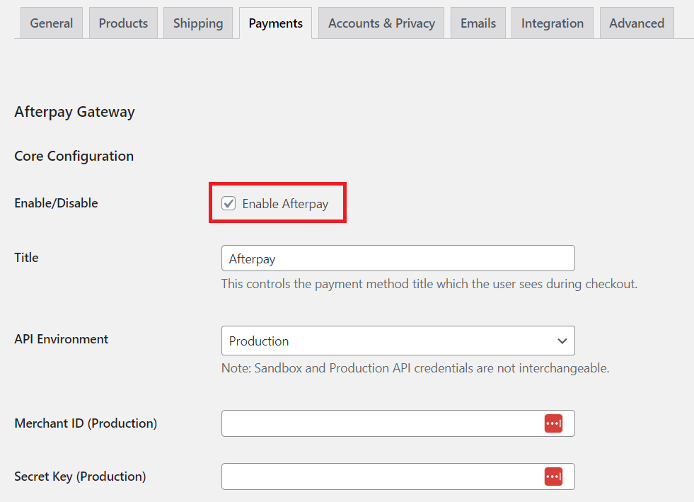 Add Afterpay to WooCommerce