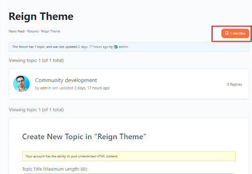Default functionality of the forum- Reign Theme For BBpress