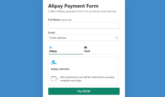 How to Accept Alipay Payments in WordPress