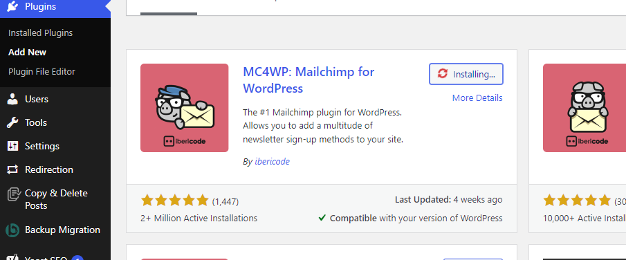 Mailchip for wordpress