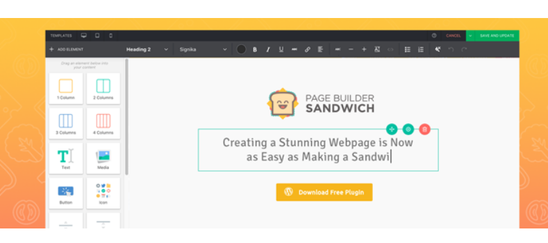 Page builder sandwich