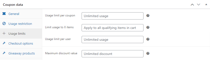 Usage limits- WooCommerce Coupons
