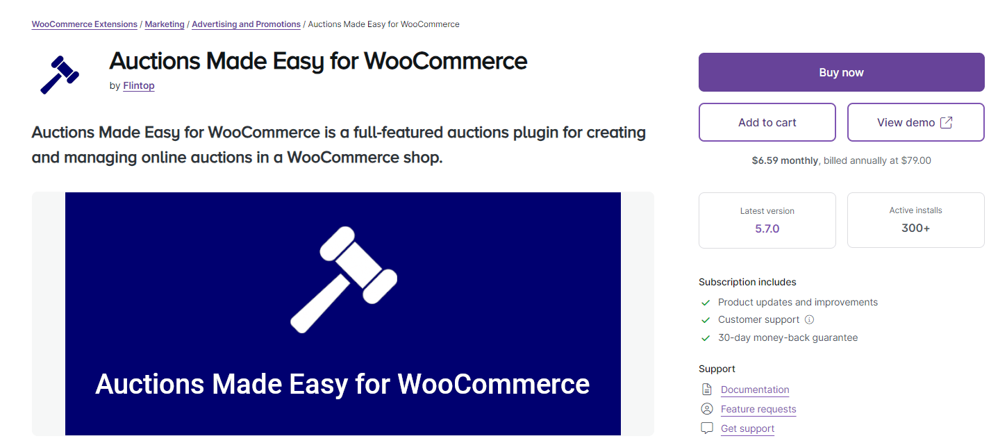 Auctions Made Easy for WooCommerce plugin