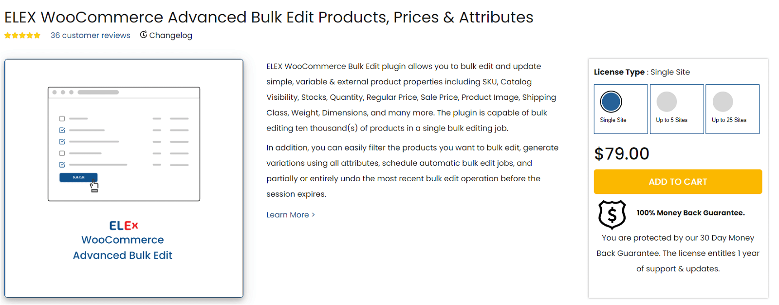 ELEX WooCommerce Bulk Edit plugin