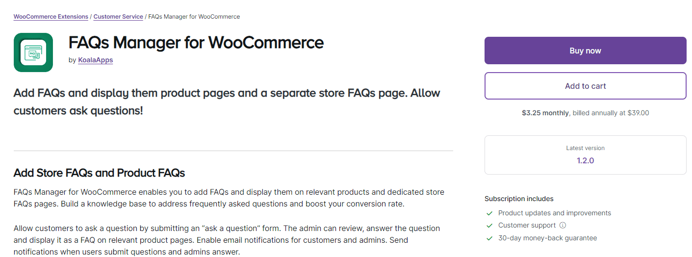 FAQs Manager for WooCommerce
