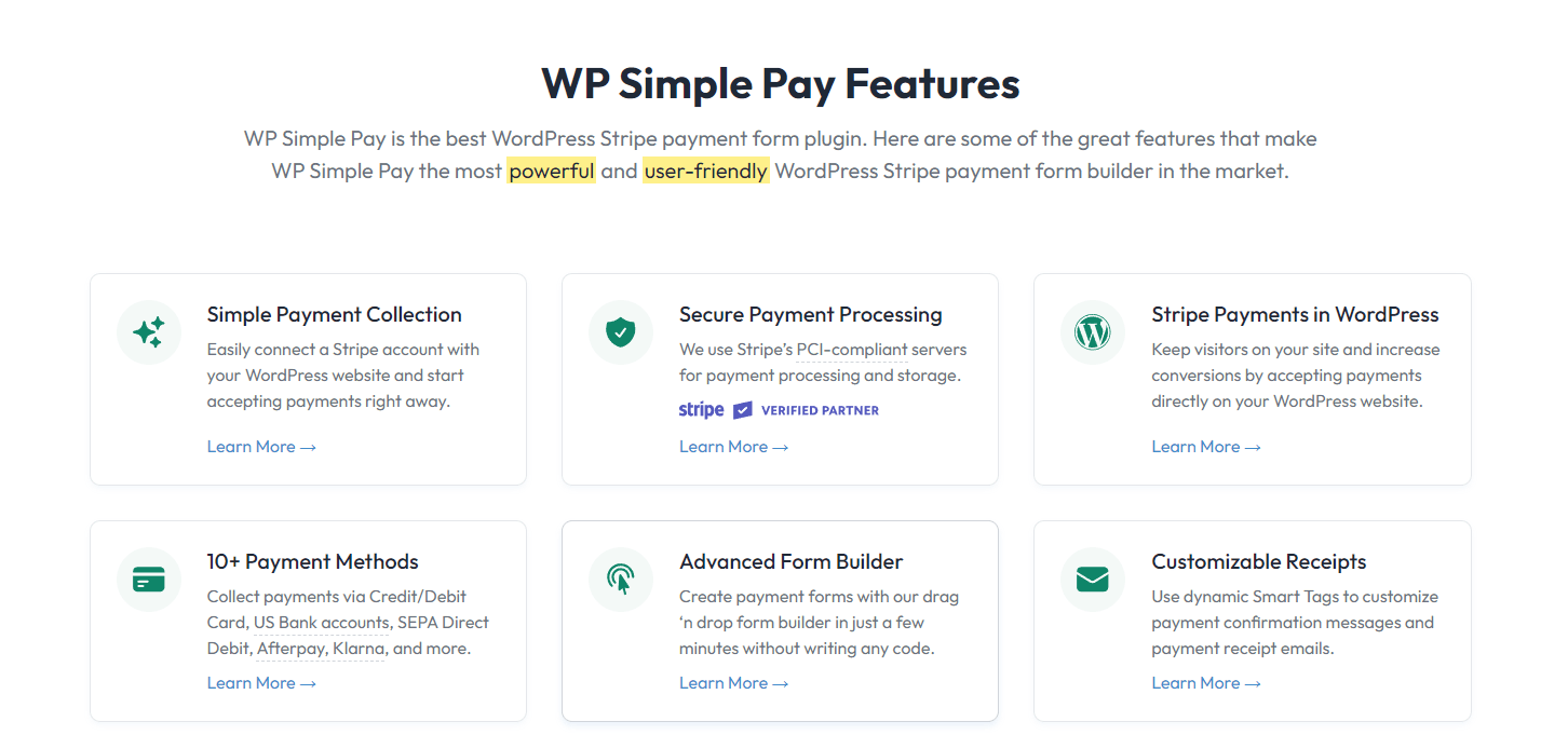 WP Simple Pay plugin