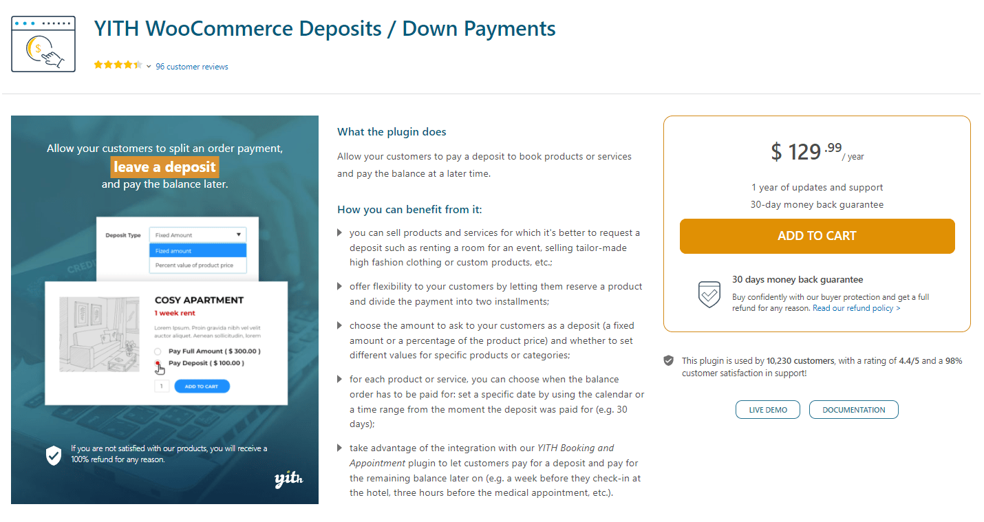 YITH WooCommerce Deposits  Down Payments